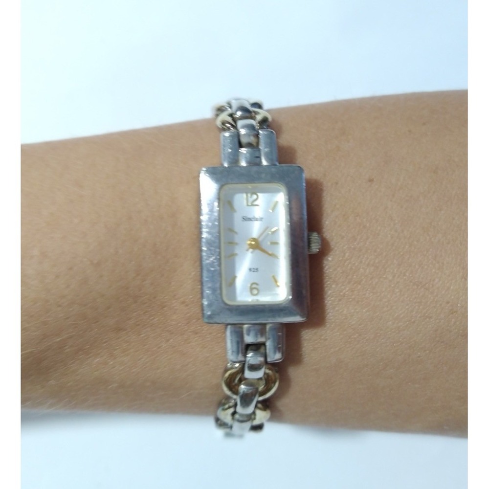 Women's 925 STERLING SILVER Watch SINCLAIR Two Tone Bracelet Vintage Analog